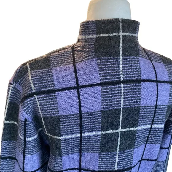 Doncaster Lavender/Grey Wool Plaid Knit Jacket Medium