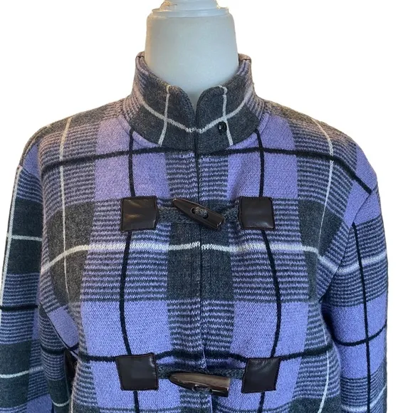 Doncaster Lavender/Grey Wool Plaid Knit Jacket Medium