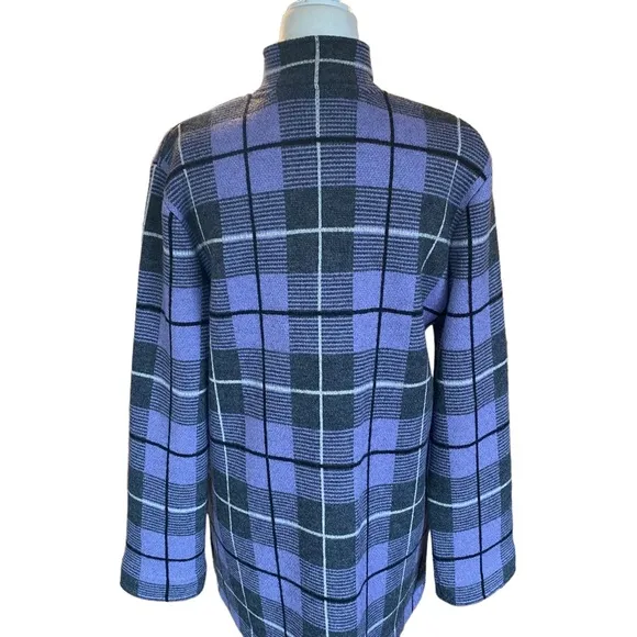 Doncaster Lavender/Grey Wool Plaid Knit Jacket Medium