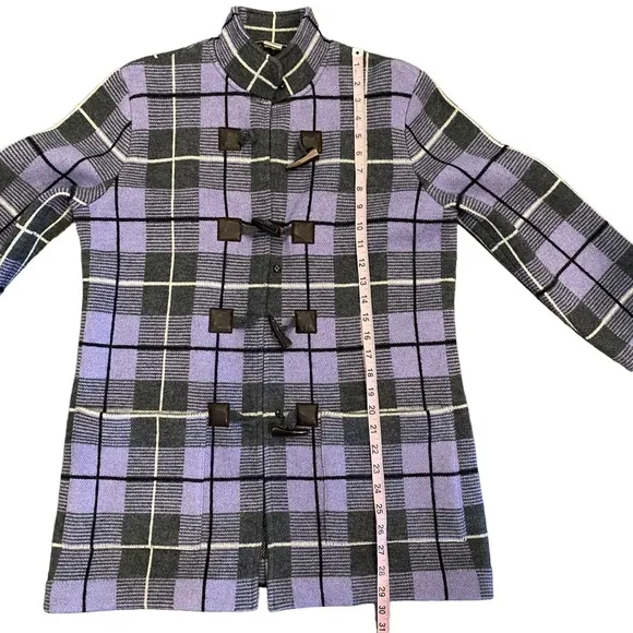 Doncaster Lavender/Grey Wool Plaid Knit Jacket Medium