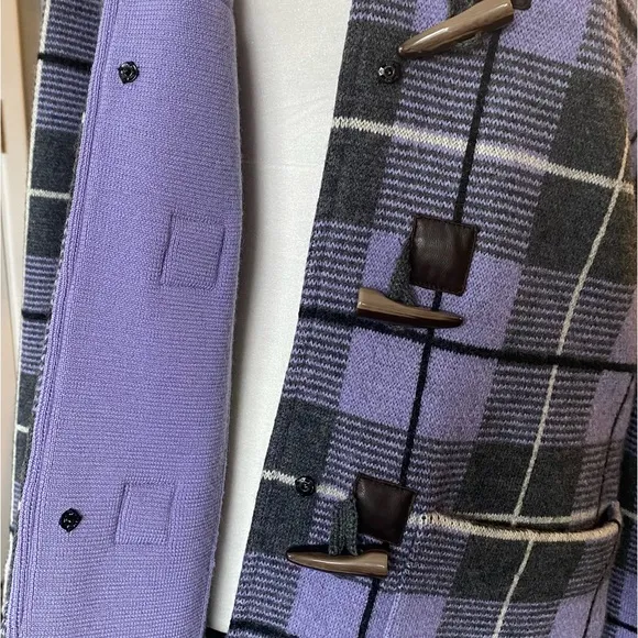 Doncaster Lavender/Grey Wool Plaid Knit Jacket Medium