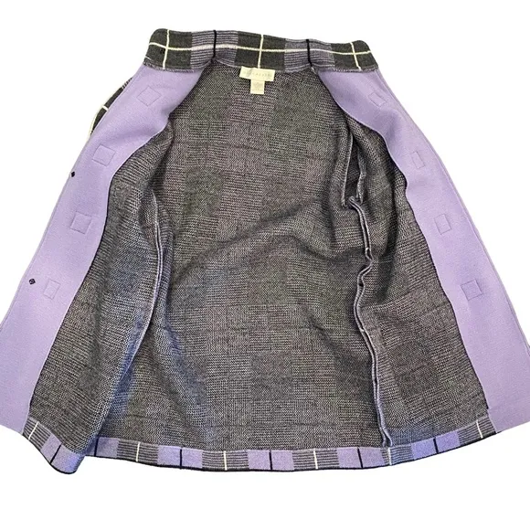 Doncaster Lavender/Grey Wool Plaid Knit Jacket Medium