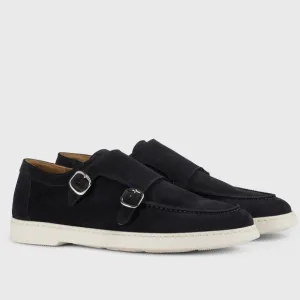 Doucal's Double-Buckle Loafers in Navy Suede - MSRP $500.00 - Various Sizes NWT