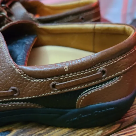 Dr. Comfort Mike Brown and Black Leather Hook and Loop Loafers Mens Size 12W