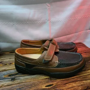 Dr. Comfort Mike Brown and Black Leather Hook and Loop Loafers Mens Size 12W