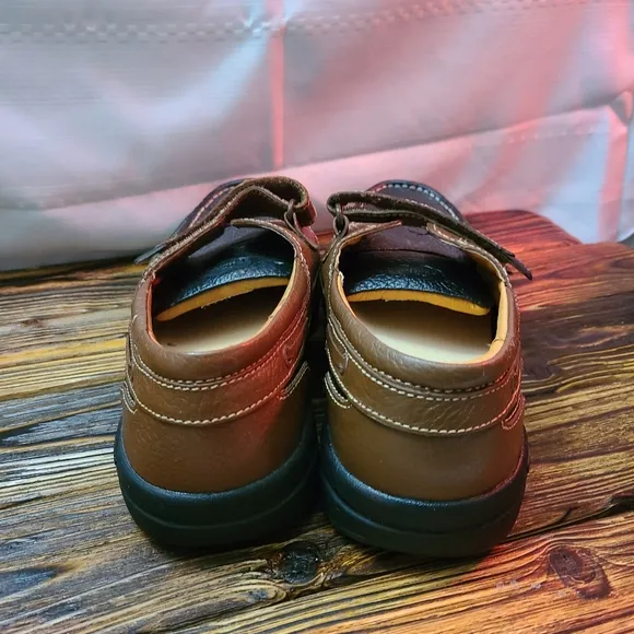 Dr. Comfort Mike Brown and Black Leather Hook and Loop Loafers Mens Size 12W