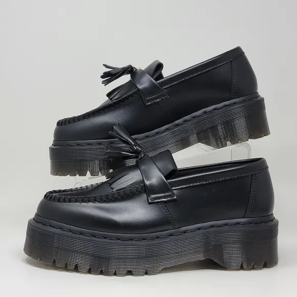 Dr. Martens Adrian Quad Mono Vegan Leather Platform Loafers Black Unisex M7 W8