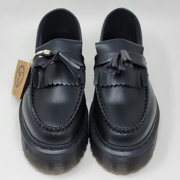 Dr. Martens Adrian Quad Mono Vegan Leather Platform Loafers Black Unisex M7 W8