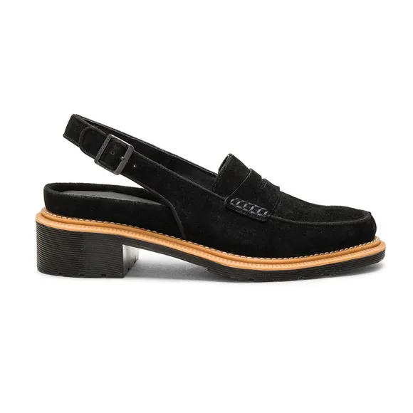 Dr. Martens ROMANA US 8 UK 6 EU 39 Black Open Back Penny Loafers EUC Clean