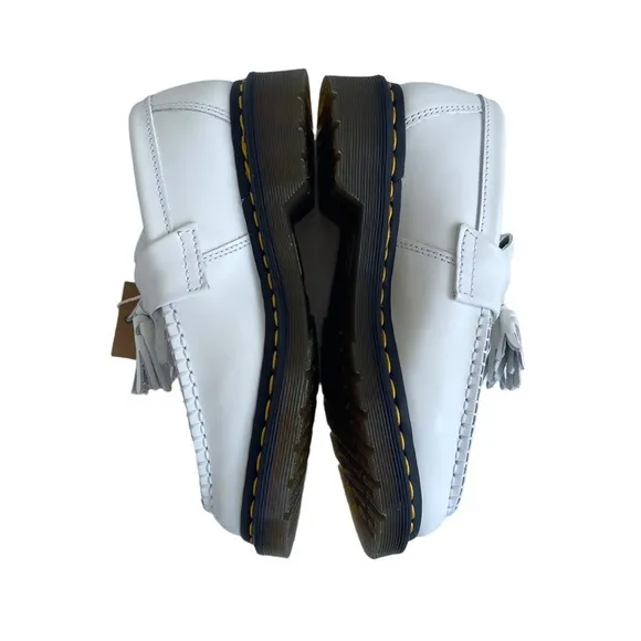 Dr. Martens Women’s Adrian YS Tassel Smooth White Leather Loafers