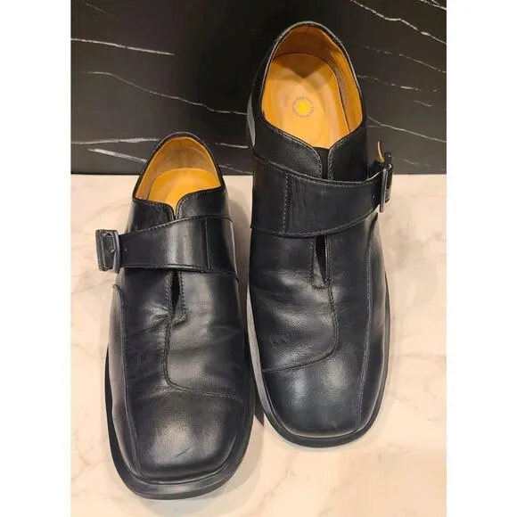 Dr Martens Monk Strap Loafers Men's 9 Women's 10 Black Leather Slip On, Preppy