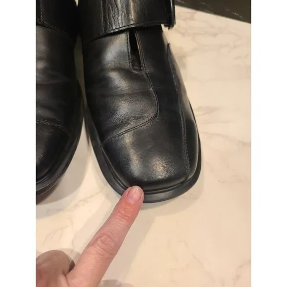 Dr Martens Monk Strap Loafers Men's 9 Women's 10 Black Leather Slip On, Preppy
