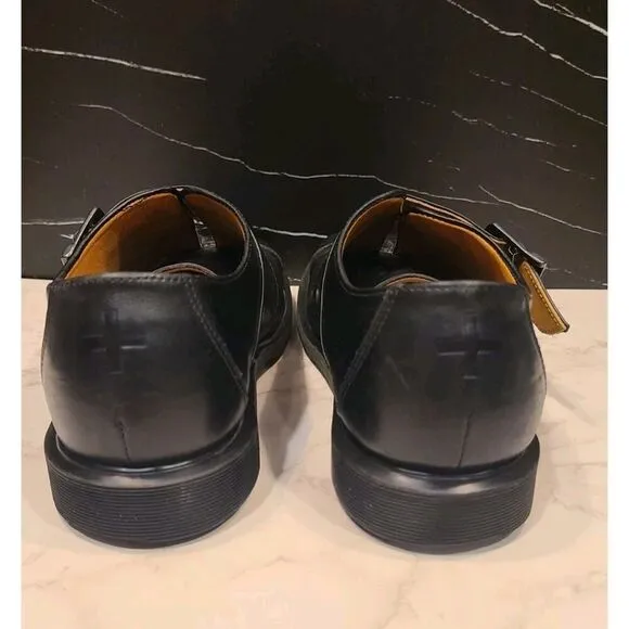 Dr Martens Monk Strap Loafers Men's 9 Women's 10 Black Leather Slip On, Preppy