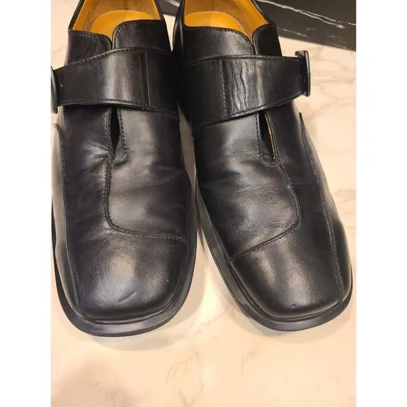 Dr Martens Monk Strap Loafers Men's 9 Women's 10 Black Leather Slip On, Preppy