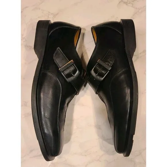 Dr Martens Monk Strap Loafers Men's 9 Women's 10 Black Leather Slip On, Preppy