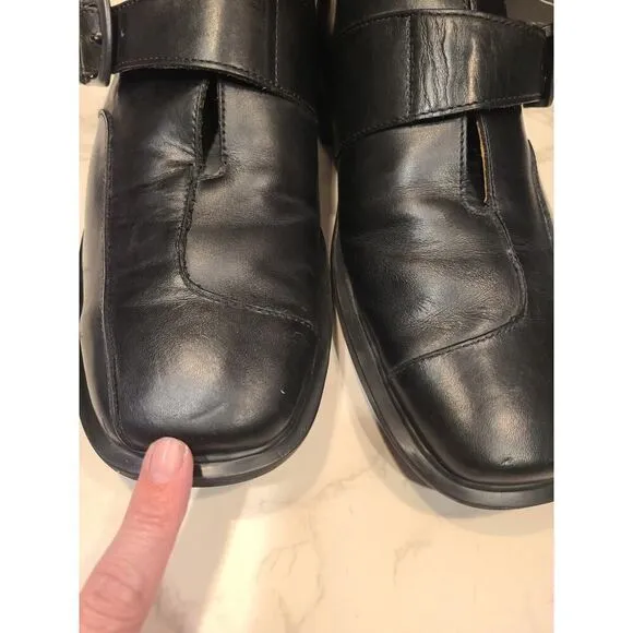 Dr Martens Monk Strap Loafers Men's 9 Women's 10 Black Leather Slip On, Preppy