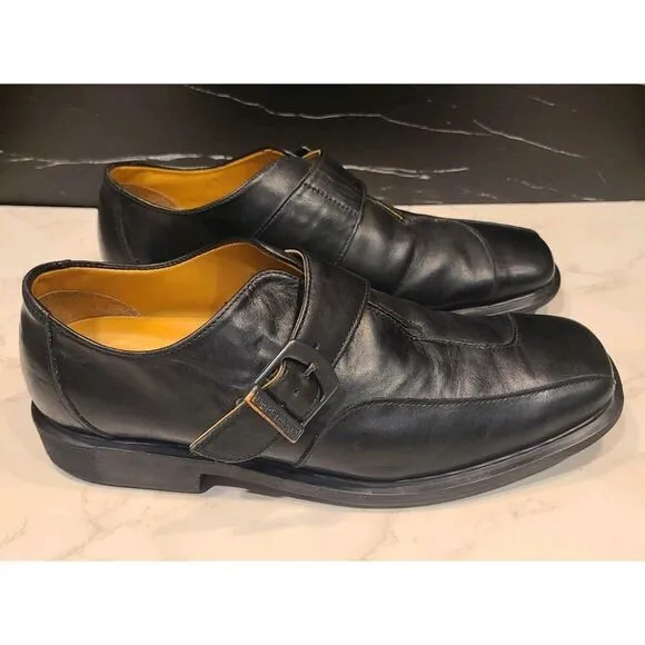 Dr Martens Monk Strap Loafers Men's 9 Women's 10 Black Leather Slip On, Preppy