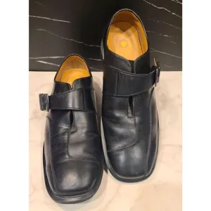 Dr Martens Monk Strap Loafers Men's 9 Women's 10 Black Leather Slip On, Preppy