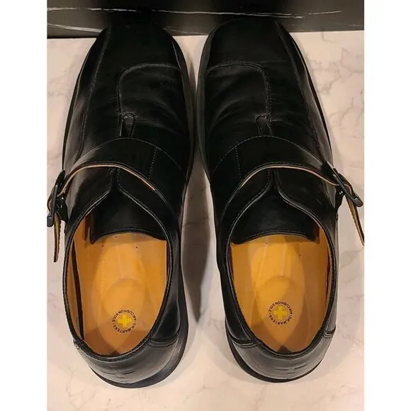 Dr Martens Monk Strap Loafers Men's 9 Women's 10 Black Leather Slip On, Preppy