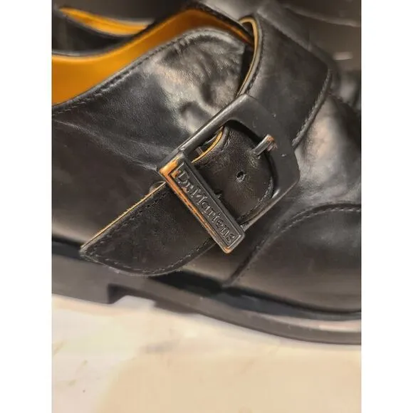 Dr Martens Monk Strap Loafers Men's 9 Women's 10 Black Leather Slip On, Preppy