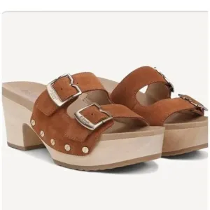Dr. Scholl's Women's Original Vibe Platform Slide Sandal Honey Brown Leather NIB