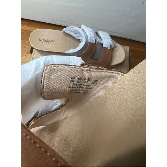 Dr. Scholl's Women's Original Vibe Platform Slide Sandal Honey Brown Leather NIB