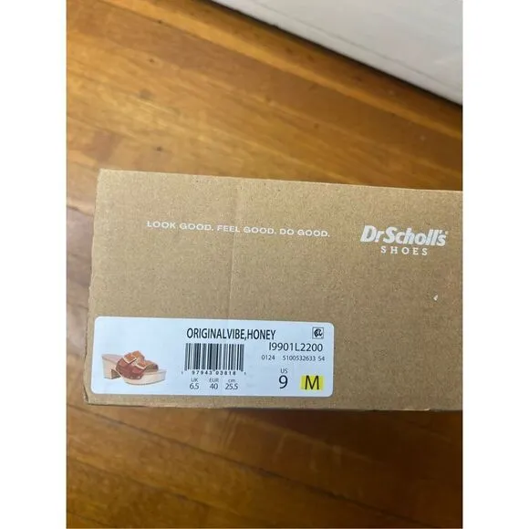 Dr. Scholl's Women's Original Vibe Platform Slide Sandal Honey Brown Leather NIB