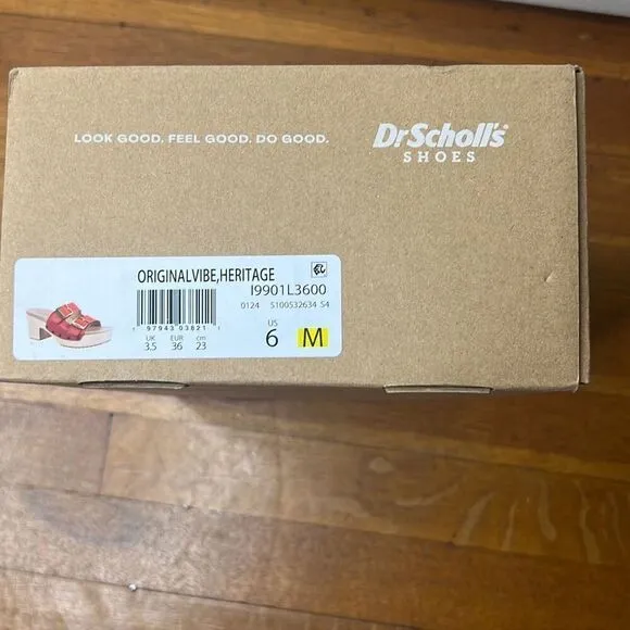 Dr. Scholl's Women's Original Vibe Platform Slide Sandal Red Leather NIB Size 6M