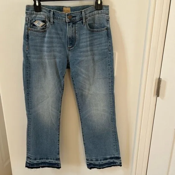 Driftwood Colette Embroidered Released Hem Jeans 28