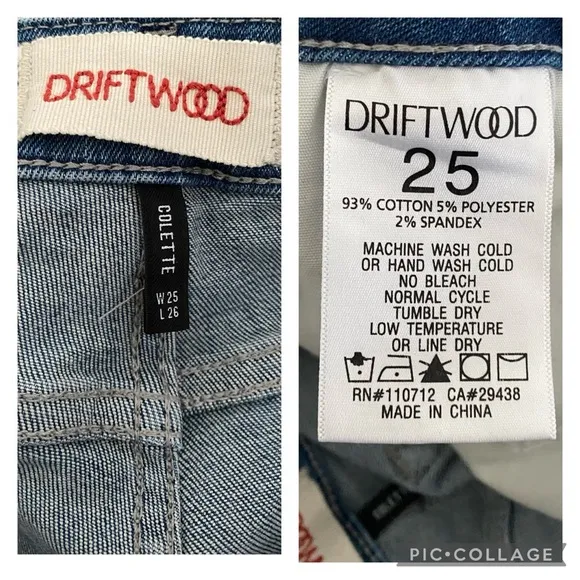 Driftwood Colette Embroidered Southwest Raw Hem Mid-Rise Slim Straight Jeans 25