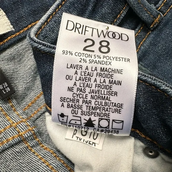 Driftwood Jackie Chevron Embroidered Boho Raw Edge Hem Skinny Jeans Size 28