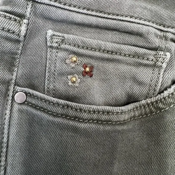 Driftwood Jeans Women 30 Green Floral Embroidered Crop Bootcut Western Denim