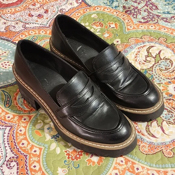 DV By Docle Vita Women's Black Tammy Loafer Lug Sole Platform Loafers Size 6.5