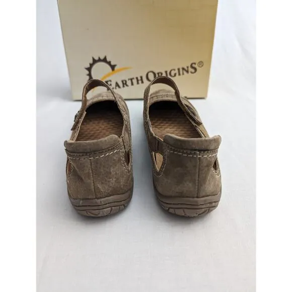 Earth Origins Flats Size 8 Mary Janes Suede Adjustable Strap Comfortable