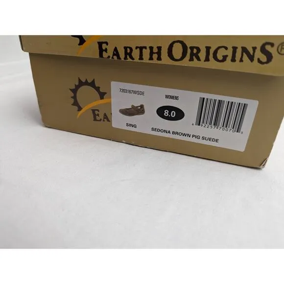 Earth Origins Flats Size 8 Mary Janes Suede Adjustable Strap Comfortable