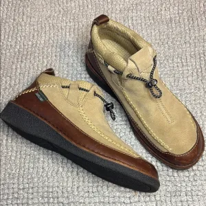 Eastland Tan and Brown Slip-On Loafers with Moccasin Stitching