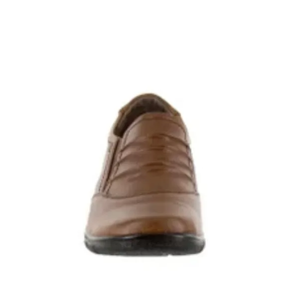 EASY STREET COMFORT WAVE SLIP ON LOAFERS PROCTOR TAN FAUX LEATHER SIZE 9.5 M