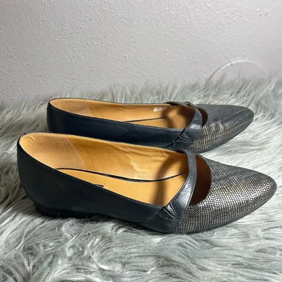 ECCO Akita Flats Black / Multi Metallic Leather Size EU38 US7-7.5