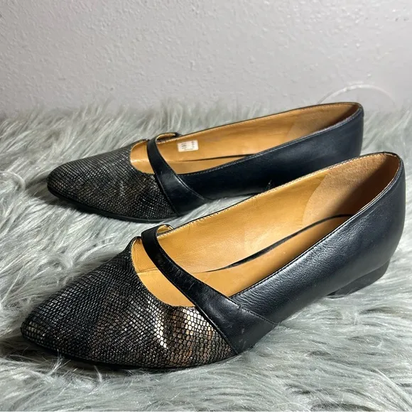 ECCO Akita Flats Black / Multi Metallic Leather Size EU38 US7-7.5