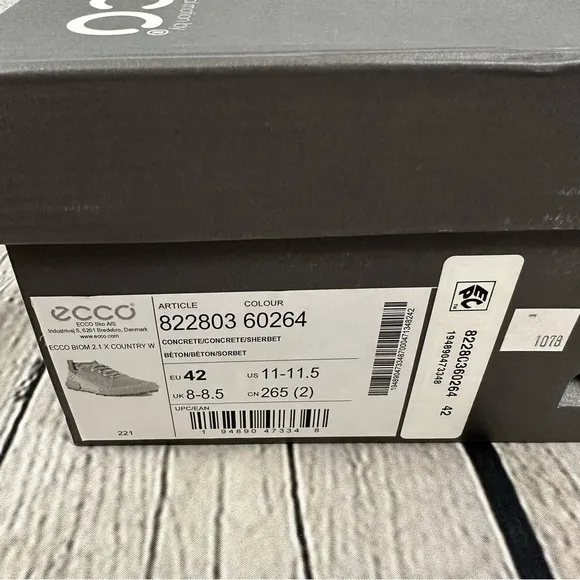 ECCO BIOM 2.1 X Country Sneakers Lace Up Concrete/Sherbet 11-11.5(US) 42(EU) NEW