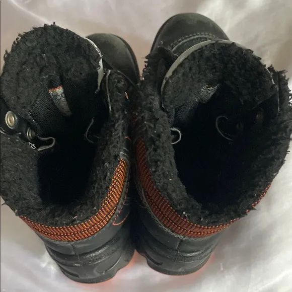 ECCO Black and Orange High-Top Boots with Insulated Lining
