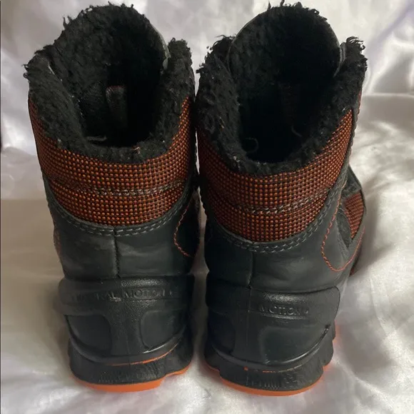 ECCO Black and Orange High-Top Boots with Insulated Lining