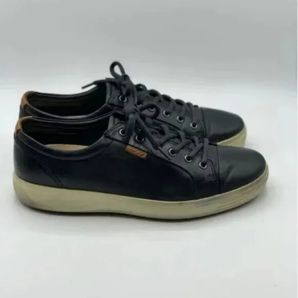 ECCO Men's Black Leather Soft 7 Sneaker Size 44