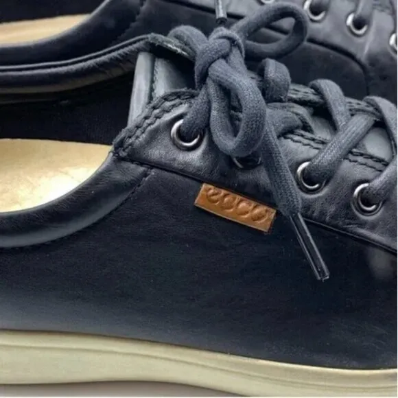 ECCO Men's Black Leather Soft 7 Sneaker Size 44