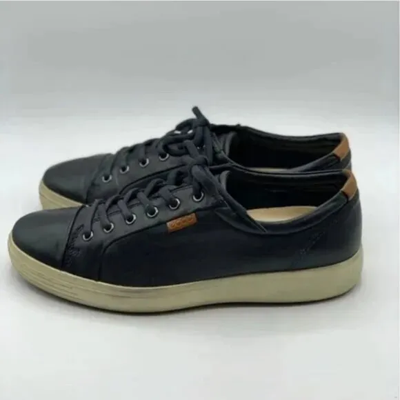ECCO Men's Black Leather Soft 7 Sneaker Size 44