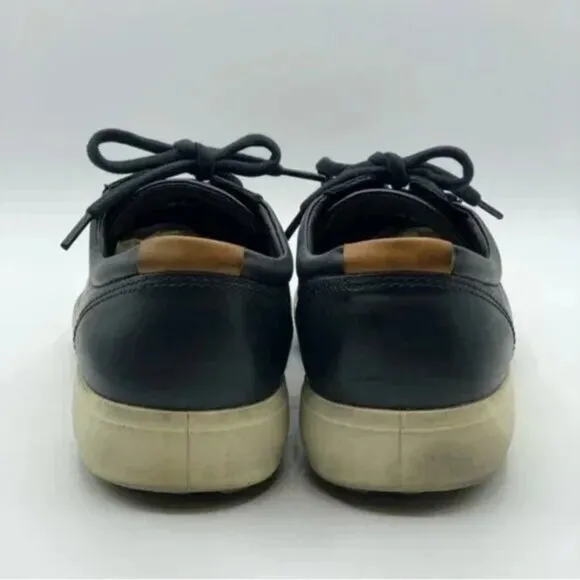 ECCO Men's Black Leather Soft 7 Sneaker Size 44