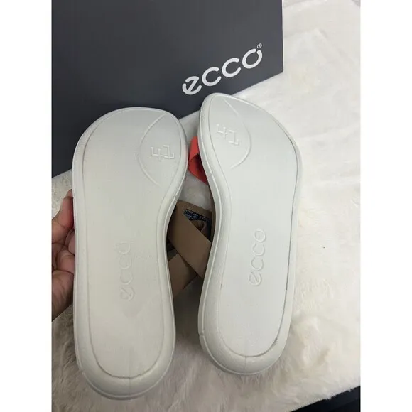 Ecco Simpil Sandals Leather Slides Colorblock Whisky Size 10-10.5