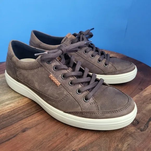 Ecco Soft 7 Sneakers  Brown Leather Low Top Mens EU 41 US 7