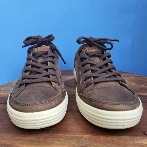 Ecco Soft 7 Sneakers  Brown Leather Low Top Mens EU 41 US 7