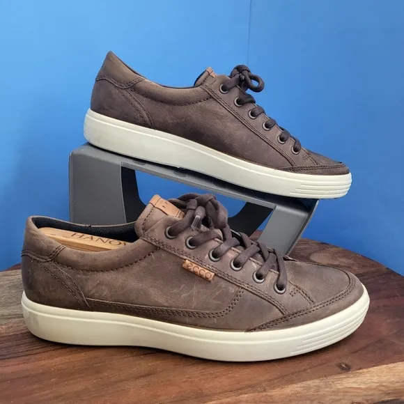 Ecco Soft 7 Sneakers  Brown Leather Low Top Mens EU 41 US 7